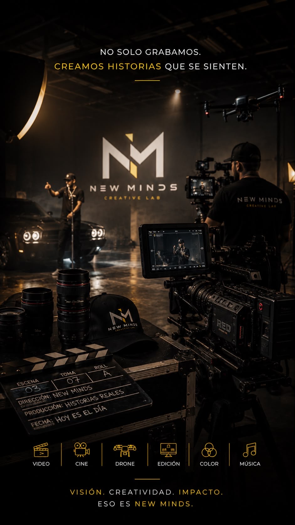Producción cinematográfica de New Minds en un set profesional